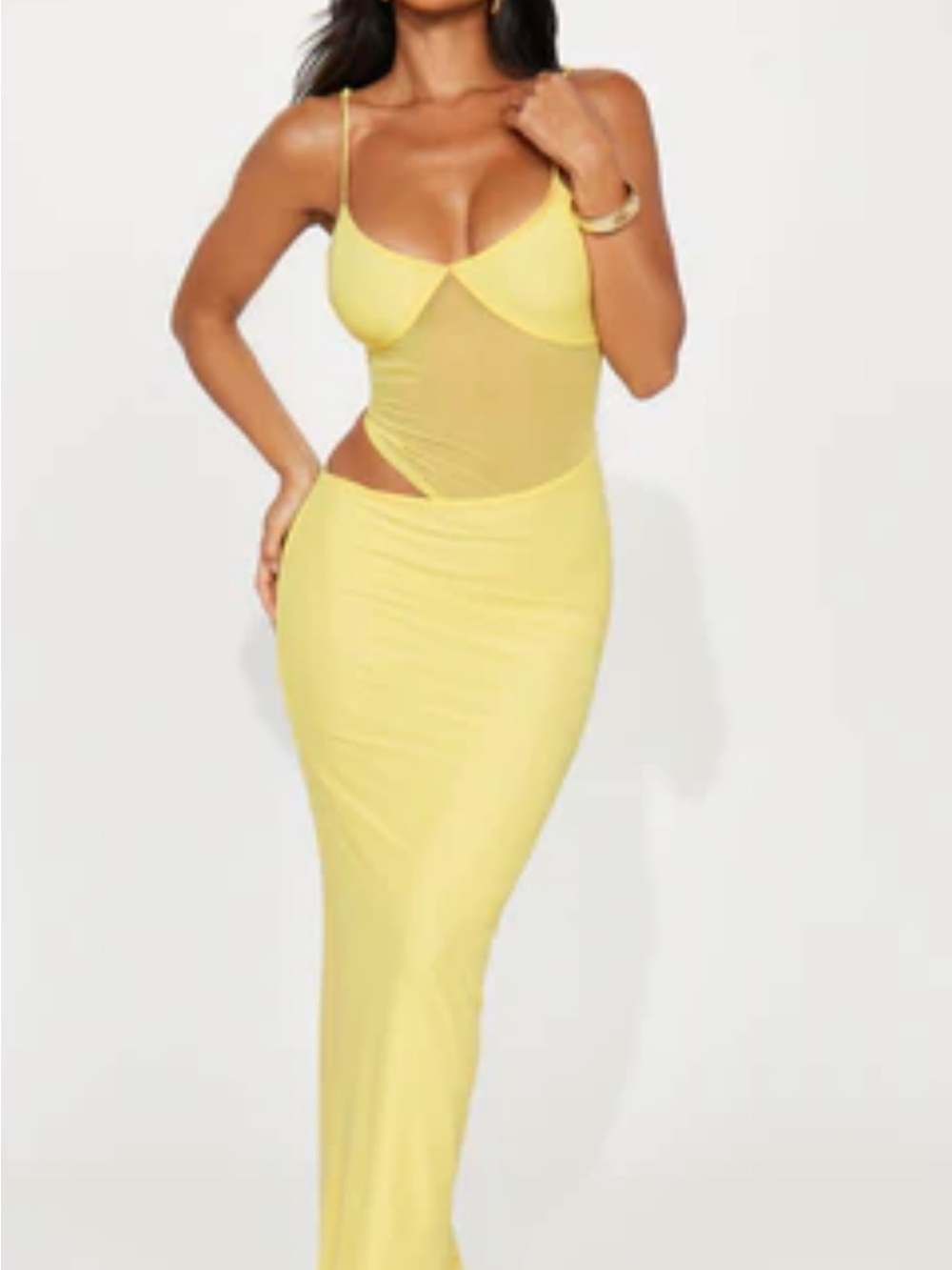 Fashion Nova Yellow Cutout Maxi Dress